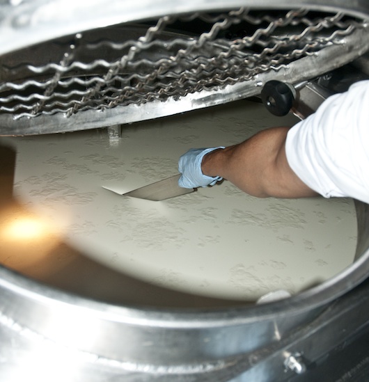 Fabricación queso de oveja, cuajada.